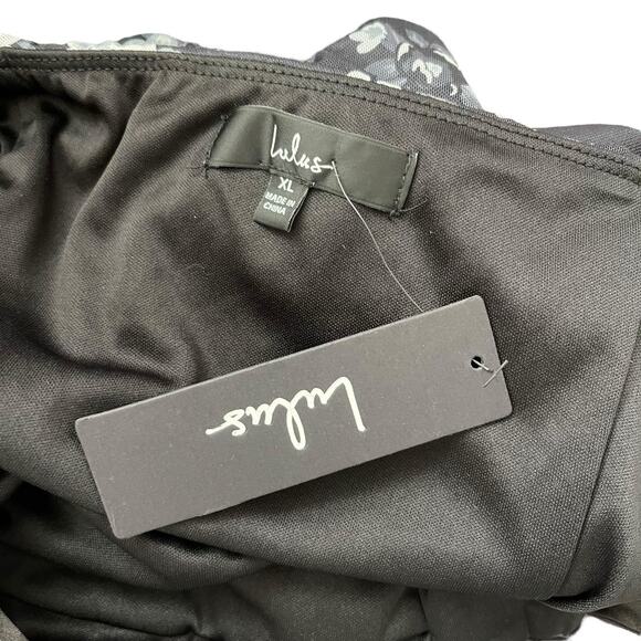 NWT Lulu's Womens XL Bodysuit Tank Top Tie Straps Black Gray Floral Thong Snap - Picture 2 of 13